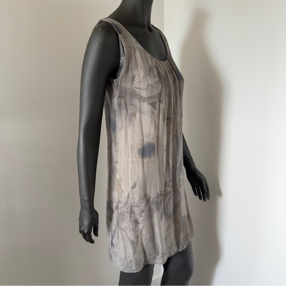 Prontomoda Giusy Gray Floral Silk Blend Sleeveless Dress Size S Made in Italy - Picture 5 of 7